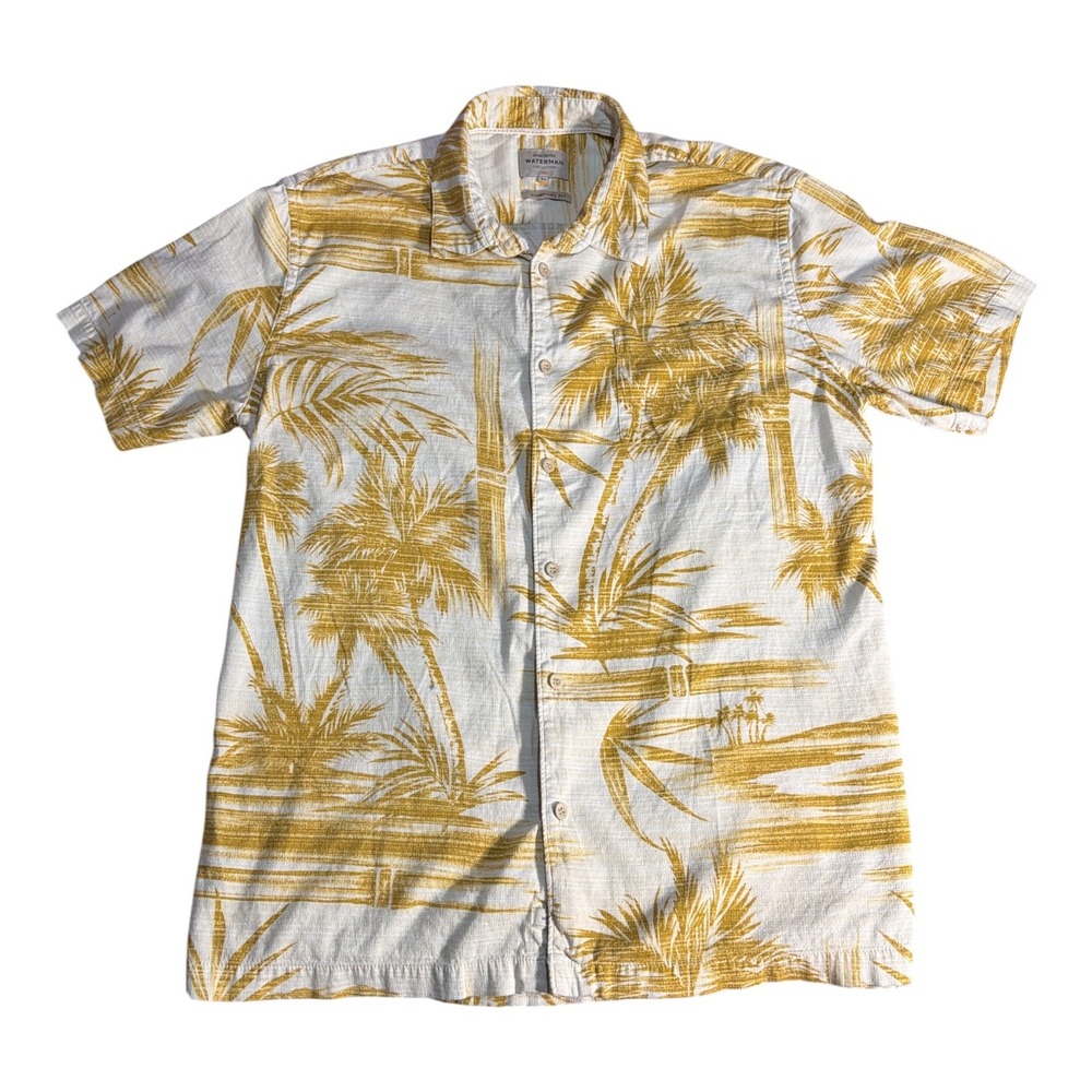 Hawaiian floral palm tree button up casual shirt quicksilver waterman cotton xl - Picture 2 of 7